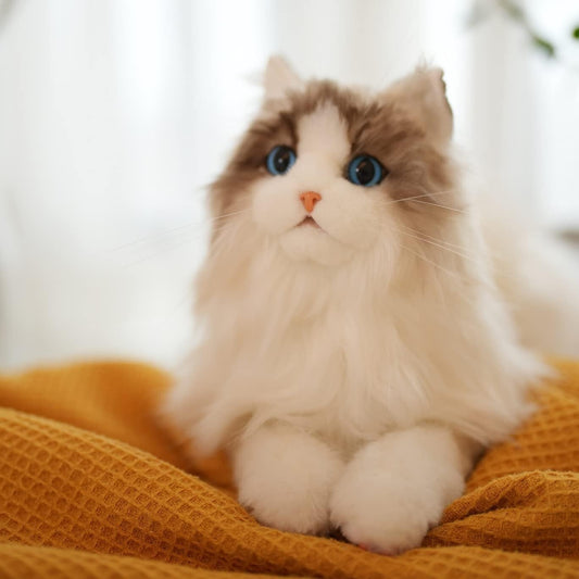 Chongker Handmade Cat Plush - Realistic White Ragdoll for Emotional Support