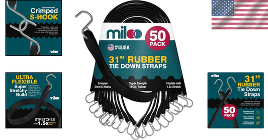 Adjustable Heavy-Duty Bungee Cords - 31 In, 50 Pack for Secure Cargo Transport