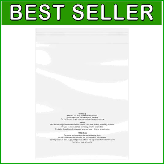 18"x24" Clear Poly Bags - 200 Count, Food-Grade, Resealable, 1.6 Mil Thickness