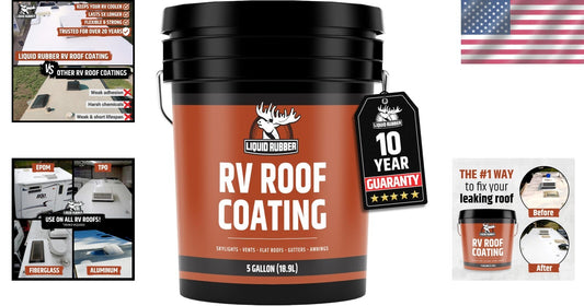 Flexible Waterproof RV Roof Sealant - 5 Gallon Brilliant White Coating for RVs