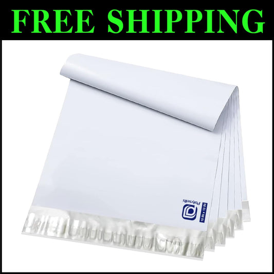 Waterproof & Tear-Resistant 10x13 Poly Mailers – 500 Pack White/Silver Envelopes