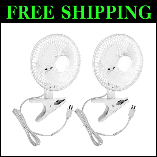 6-Inch Whisper Quiet 2-Speed Clip-On Fan with Safety Grill for Home & Office