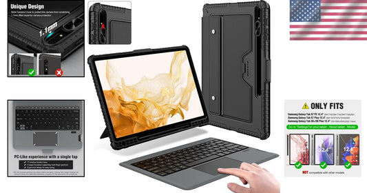 Detachable Folio Keyboard Case for Galaxy Tab S8+/S7+ with Multi-Touch Trackpad