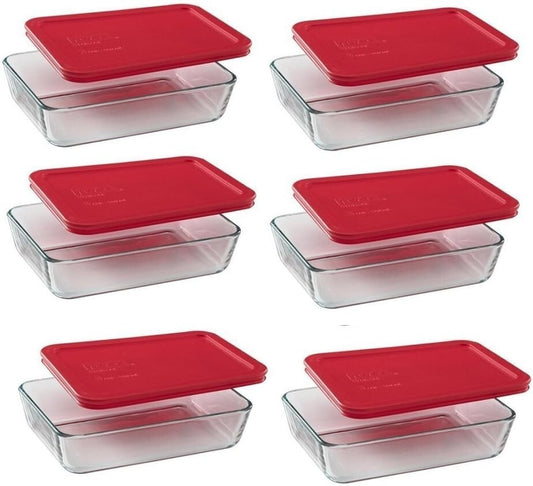 Dishwasher Safe 3-Cup Rectangle Glass Storage Dishes with Snap Closure Lids