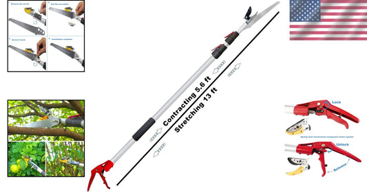 5.6-13 Foot Extendable Tree Pruner & Pole Saw - Manual Pruning Made Easy