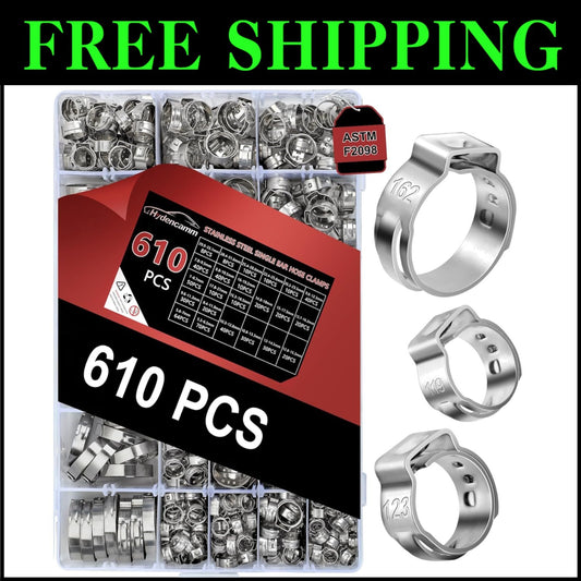 Durable 610 PCS Hose Clamp Assortment - Corrosion-Resistant for Home & Industry