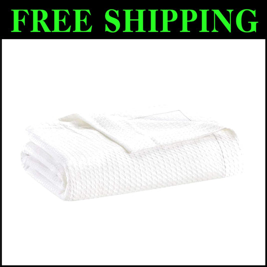 Beautiful Solid White Egyptian Cotton Blanket 90x90 - Full/Queen Elegant Knit