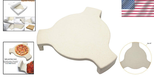 Premium 18” Ceramic Pizza Stone and Heat Deflector for Ideal Grilling Experience