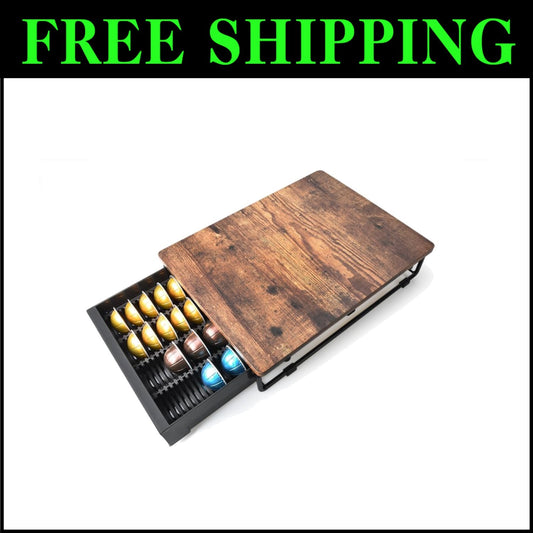 Elegant Coffee Pod Holder with Metal Frame - Fits 40 Big or 52 Small Capsules