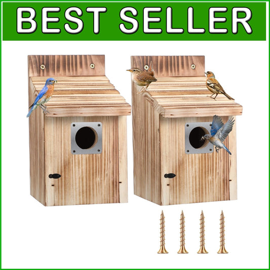 Attractive Cedar Bird Houses with Secure Latch and Easy Access for Fledglings