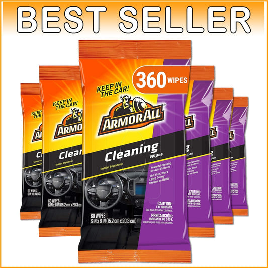 Premium Multi-Surface Car Wipes - 6 Bags of 60 Count for Ultimate Cleanliness