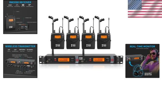 Professional UHF Wireless In-Ear Monitor System with 4 Bodypacks - 300 Ft Range