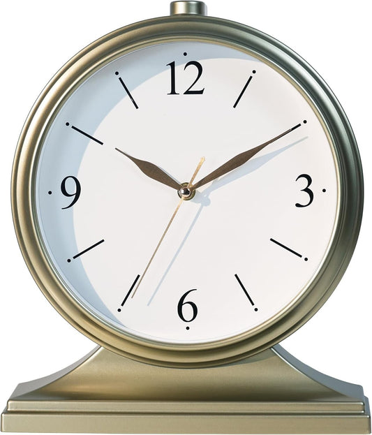 Elegant 10-Inch Vintage Desk Clock - Battery Powered Silent Table Decoration