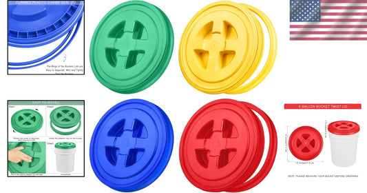 4-Pack Twist Sealing Lids for 5-Gallon Buckets - Hygienic & Leak-proof Design