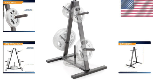 Sturdy Weight Plate Tree for 1-Inch Plates - Ideal for Home Gym Clutter