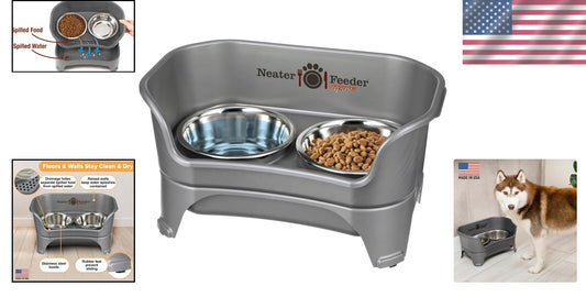 Stainless Steel Dog Bowl with Stand - Mess-Proof & Easy Clean for Large Dogs
