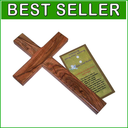 Elegant Olive Wood Cross - Hand-Carved 10 Inch Wall Decor from the Holy Land