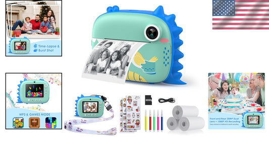 Inkless Instant Print Kids Camera with Colored Pens - Creative Fun for Ages 3-12