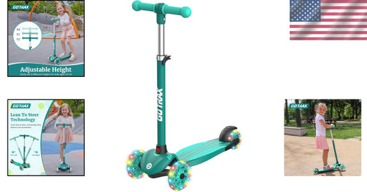 Durable Kids Kick Scooter - LED Wheels & Adjustable Handlebars for Ages 2-8