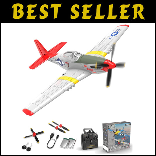 4 Channel RC Airplane P51D Mustang with Gyro & 3 Flight Modes - Easy to Fly!