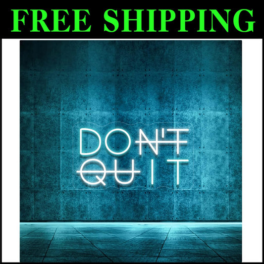 Blue & White LED Neon Sign - Landscape 'Don't Quit' Design for Stylish Homes
