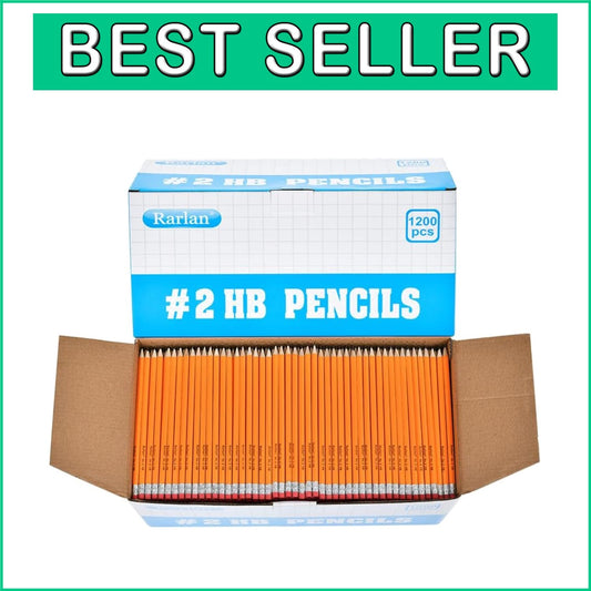 Durable HB Pencils in Bulk - 1200 Wooden Chisel Point Pencils with Storage Box