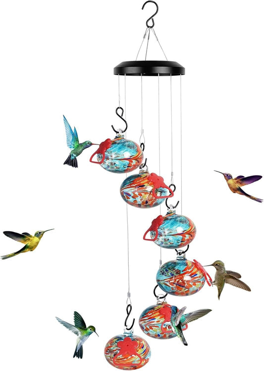 Stylish Outdoor Hummingbird Feeder & Wind Chimes - Perfect Gift for Bird Lovers