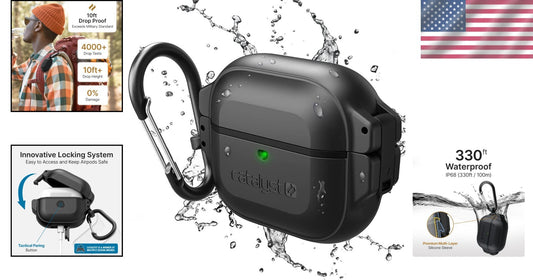 330ft Waterproof and Shockproof Case for AirPods 3rd Generation - Stealth Black