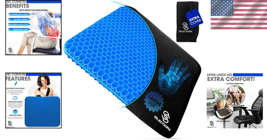 Breathable Pressure Relief Gel Cushion for All Ages – Perfect for Long Sitting