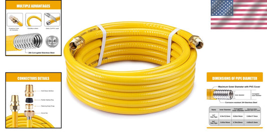 Durable 3/4 Inch CSST Gas Pipe Kit - UV-Resistant with Brass Adapter Fittings