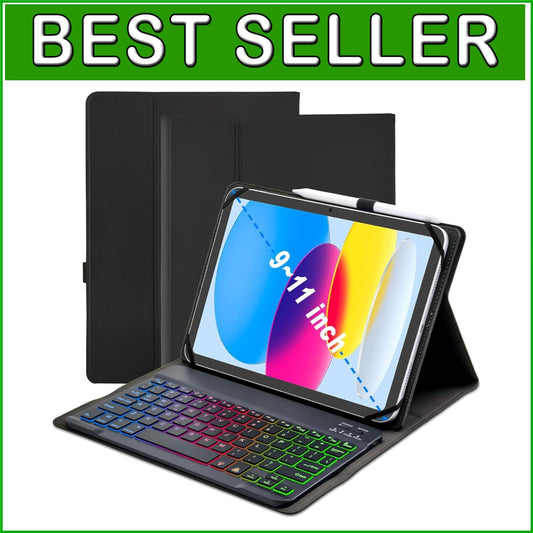 Stylish Backlit Keyboard Cover for 9-11” Tablets - Ideal for Casual Business
