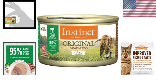 High Protein Grain-Free Cat Food - Original Lamb Pate, Pack of 24 Cans per 3 oz