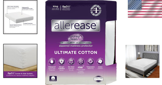 AllerEase King Zippered Mattress Protector - Premium Waterproof & Allergy Relief