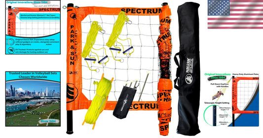 Durable Aluminum Outdoor Volleyball Net System with Ground Stakes - Easy Setup