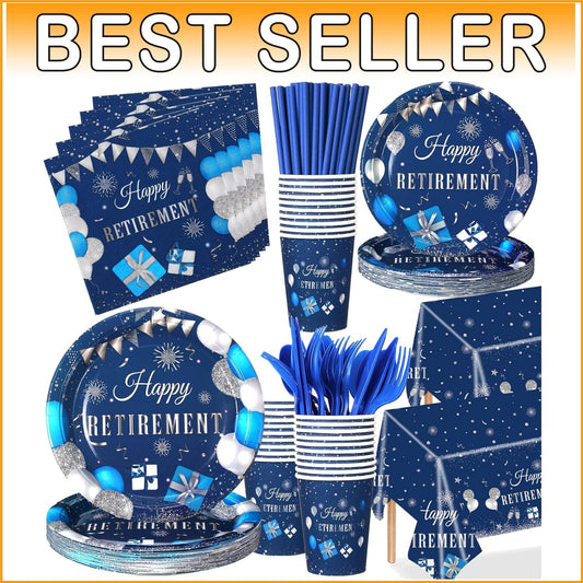 Durable 452 Pcs Retirement Decorations - Blue Silver Theme for Memorable Parties