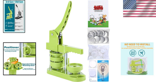 58mm Button Maker Machine Set - DIY Craft Badge Press with 100 Button Parts