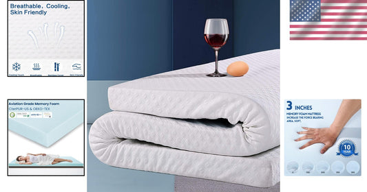 Full Size Pressure-Relieving 3-Inch Memory Foam Mattress Topper with Soft Cover