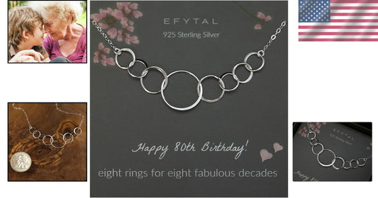 Beautiful 80th Birthday Gifts for Women - Sterling Silver Necklace with Gift Box