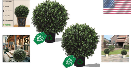 Maintenance-Free Boxwood Topiary Trees - 24" Stylish Decor for Every Space