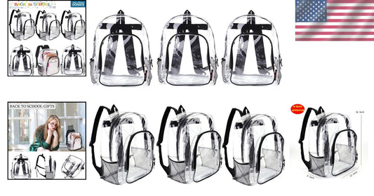 Heavy Duty Clear Backpack Set - Ideal for School, Sports, & Travel (24 Pack)