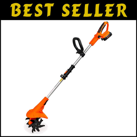 20V Battery-Operated Tiller with 24 Steel Blades for Effortless Soil Tilling
