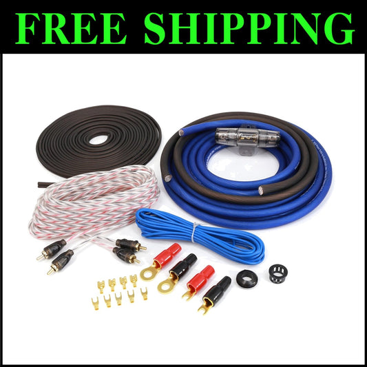KCA Complete 4 Gauge Wiring Kit for Subwoofer & Amplifier – Ultra-Flex Blue