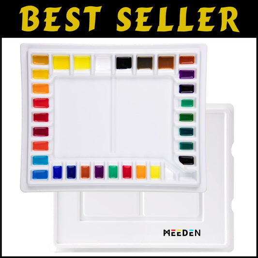 33-Well Ceramic Watercolor Palette with Lid: Professional Durable Mixing Tray
