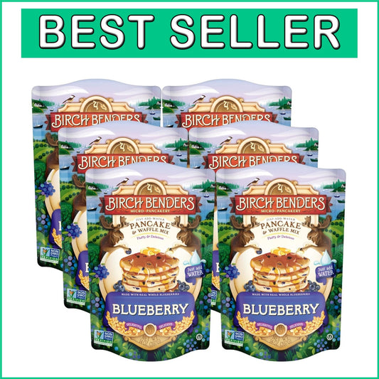 Delicious Blueberry Pancake & Waffle Mix - Family Size, 14 oz Pouches, Pack of 6