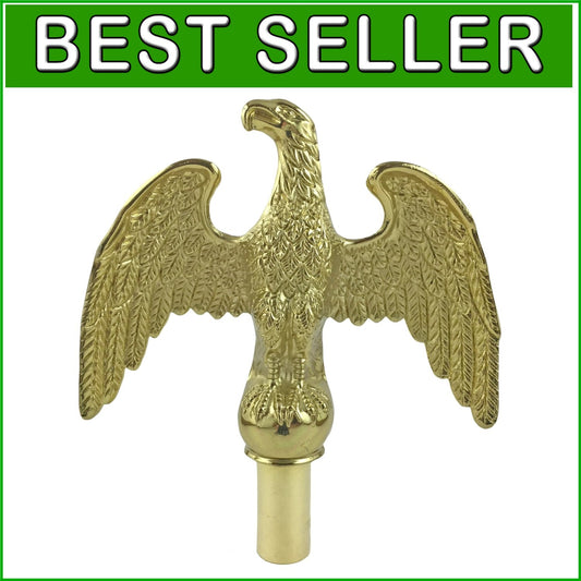 Durable Aluminum Gold Eagle Flagpole Topper - 7.5-Inch with Removable Adapter