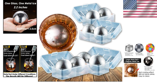 Luxury Whiskey Stone Set - 8 Large Stainless Steel Cubes with Storage Case