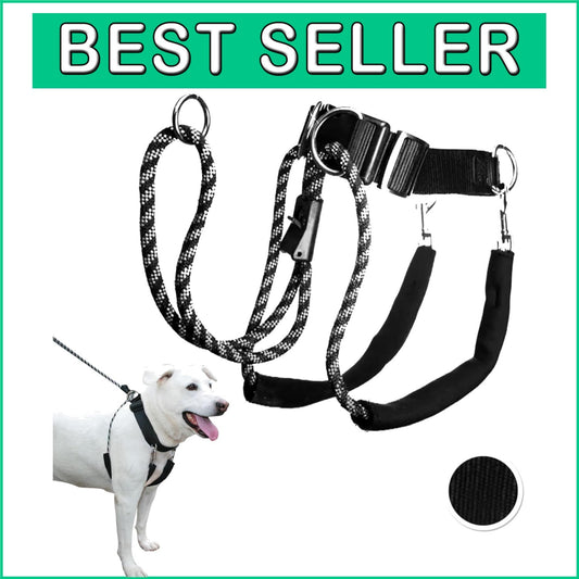 Adjustable Large Dog Harness in Black - No Pull, Padded Comfort Design