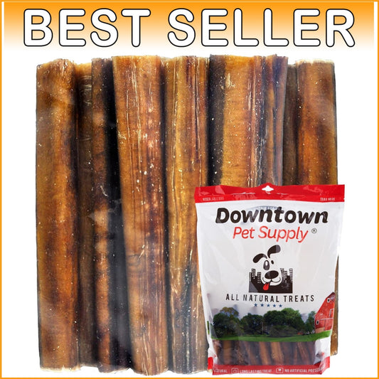 Natural 12 Inch Bully Stick Chews for Dogs - Grain-Free, Low Odor, 1 lb. Pack