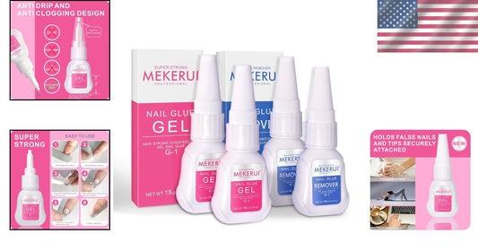 2 Sets Strong Nail Adhesive and Rapid Remover for Professional Quality Nails