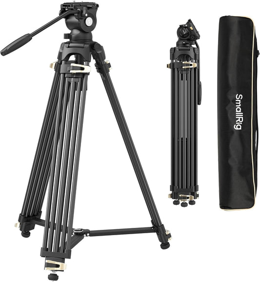 Professional Aluminum Tripod 74" with Quick Release Plate and Smooth Fluid Head